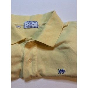 Southern Tide Mens Medium 38 Yellow Short Sleeve Polo Shirt Skipjack Fish Preppy